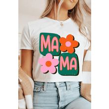 White MAMA Flower Graphic Crewneck Tee