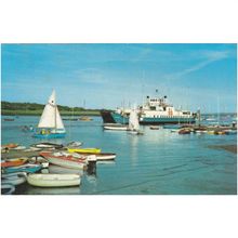 Isle of Wight Car Ferry at Lymington on a Postcard A11626