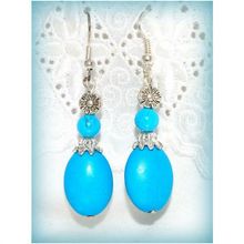 Sale Tibetan Hill Tribe Blue Turquoise Bead Hook Earrings Jewellery 1499