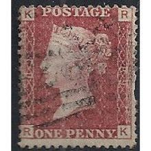 1858 SG43 1d Red Plate 89 Check Letters "RK" Fine Used.