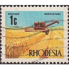 Rhodesia QEII 1970 1c Harvesting Wheat Used SG 439 Sc 275 stamp agriculture