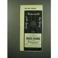 1949 Cresta Blanca California Champagne Ad - Richly aged Memorable Nicely dry