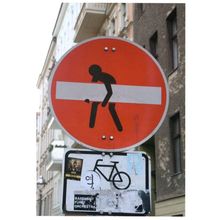 Traffic Road Sign Bicycle Wheel Orchestra German Graffiti Street Art Postcard