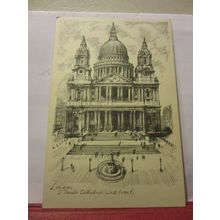 ST. PAULS CATHEDRAL, LONDON postcard printed pencil sketch 'Token Series' /