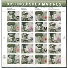 Distinguished Marines Sheet of Twenty 37 Cent Postage Stamps Scott 3961-64