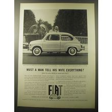1960 Fiat Car Ad - Must a man tell his wife everything?