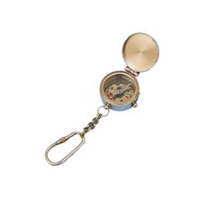 Pack Of 2] Solid Brass Compass w/Lid Key Chain 5"
