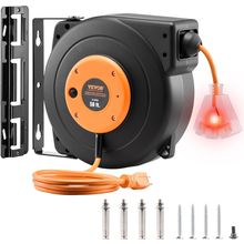 VEVOR Retractable Extension Cord Reel, 50 FT Heavy Duty 14AWG/3C SJTOW Power Cor
