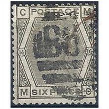 1878 SG147 6d Grey Plate 16 Good+ Used Check Letters "MC".