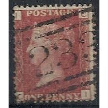 1858 SG43 1d Red Plate 124 Good/Fine Used Check Letters "CI".