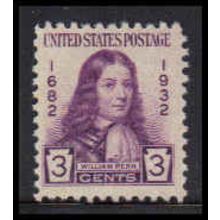 724 3c William Penn Just Clears MNH O3488