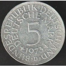 1973 D Germany 5 Mark Silver Coin