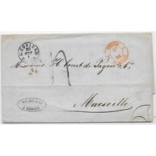 Switzerland Stampless 1856 St. Louis to Marseille France via Zurich then Paris