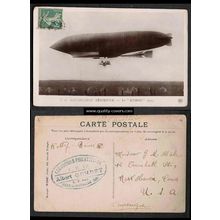 France Zeppelin "Russie" Air Ship Real Photo 1909 to USA