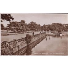 Trentham Gardens Lady Examining Boat Staffordshire Real Photo Postcard