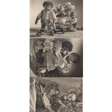 German Hedgehog Wheelbarrow Giant Pipe Smoking 3x Postcard s