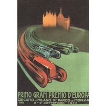 1923 Milan European Grand Prix Monza Rare Italy Poster Postcard
