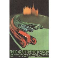 1923 Milan European Grand Prix Monza Rare Italy Poster Postcard