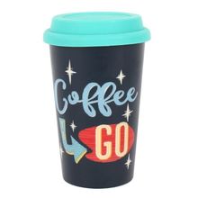 Retro 50's Cafe Style Coffee To Go Ceramic Travel Mug