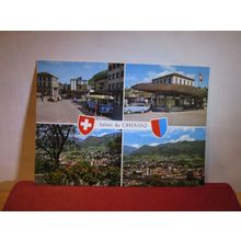 multiview, CHIASSO, SWITZERLAND used vintage postcard 1963 pm =