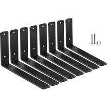 8 Pack - L 10" X H 6" X W1.5, 5Mm Thick Black L Shelf Bracket, Iron Shelf Bracke