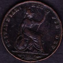 1854 Great Britain 1 Farthing Coin