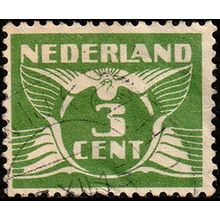 Netherlands 1926 Numeral 3c Used Stamp Wings Bird