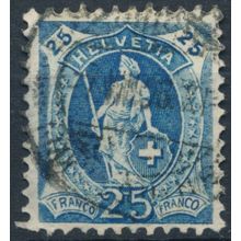 Standing Helvetia: 25c - Switzerland 1908 - FH - MiNr 89D