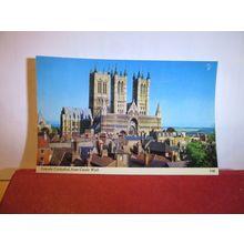 LINCOLN CATHEDRAL from Castle wall used vintage postcard Harvey Barton 1989 pm =