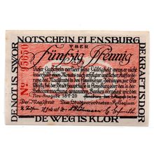 1920 Germany Flensburg Notgeld 50 Pfennig Note (1428)