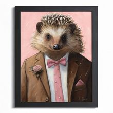 Hedgehog In A Suit Print Animal Wall Art Framed Picture Hedgehog Artwork Gift (1