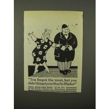 1945 Marlin Double Edge Blades Ad - Forgot the Meat