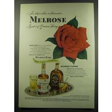 1949 Melrose Rare and Export Whiskey Ad - The perfect Rose to remember