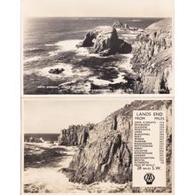 Lands End AA Automobile Association 2x Cornwall Real Photo Postcard s