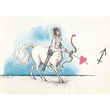 Romantic Minotaur Sagittarius Ronald Searle Zodiac Astrology Postcard