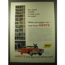 1960 Hertz Rent-a-Car Ad - too much trouble to own a car in town?