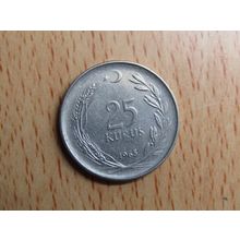 Turkey 1965 25 Kurus Coin