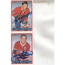 YVAN COURNOYER & JEAN BELIVEAU AUTO 1993 MONTREAL CANADIENS HOF WORLD CHAMPIONS
