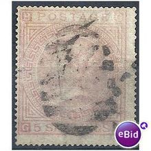 1867 SG127 5/- Pale Rose Plate 1 Good Used - slight fading - Check Letters "GB".