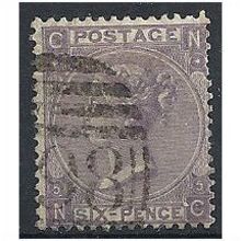 1865 SG97 6d Lilac Plate 5 Wmk EMBLEMS Good/Fine Used "NC"...