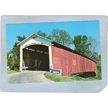 IN Newport Covered Bridge Postcard #14-83-04 Newport Bridge Over Little Ve~130