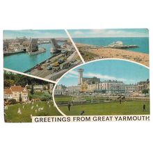 multiview, GREAT YARMOUTH, NORFOLK used vintage postcard by J Salmon. 1973 pm =