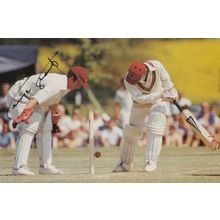 George Sharp Northampton Cricketer Cricket Hand NOT OUT 1980 Signed Card Photo