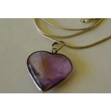 Vintage Necklace Amethyst Pool of Light Gemstone 925 Bezel Heart-shaped Crystal