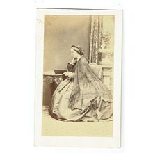 Victorian cdv photo lady seated wearing cape reading London photographer