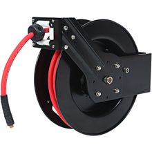 Maxworks 80720 50Ft Auto Rewind Retractable Reel with 3/8" X 50' Air Hose with B