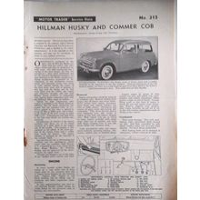 HILLMAN HUSKY & COMMER COB 1959 Motor Trader Service Data Booklet No. 315