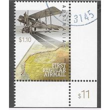 AUS 2021 $1.10 'FIRST REGULAR AIRMAIL' (CORNER MARGIN) FINE USED EBID77-080)