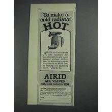 1925 American Radiator Airid Air Valves Ad - Cold Hot