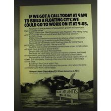 1972 Newport News Shipbuilding Ad - Build Floating City